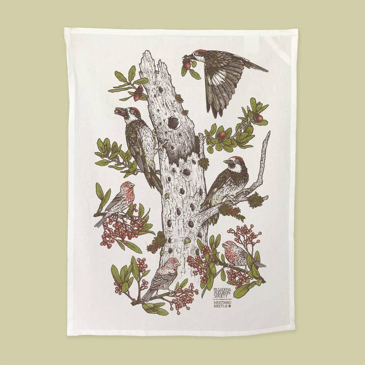 Tea Towel: Chaparral for Pasadena Audubon for wholesale by Mustard Beetle