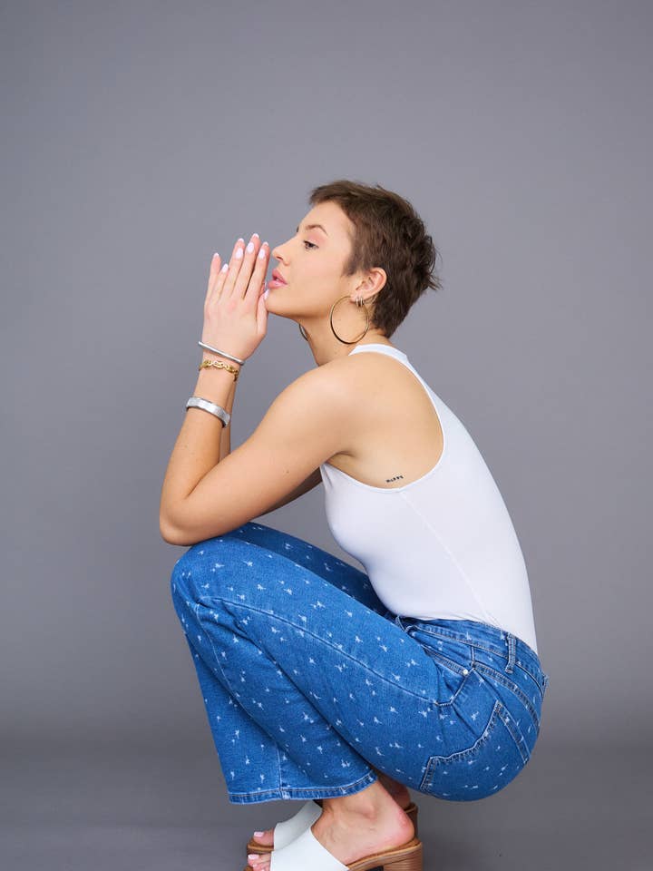 Wide-Leg Jeans (palm print) - ANA & LUCY for wholesale by ANA & LUCY