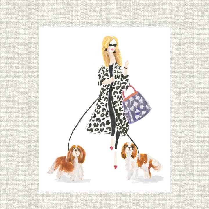 «Caminando por los Blenheim Cavaliers #3» para venta al por mayor de Connie Collum Art