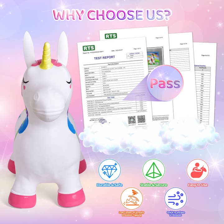 Fun Little Toys - Wholesale Inflatable Toy - Kids & Baby - 20.5 Inches Bouncy Horse Hopping Unicorn