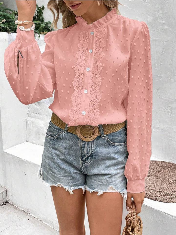 Miss Sparkling - Venta al por mayor Blusa - Mujer - Top de encaje Swiss Dot