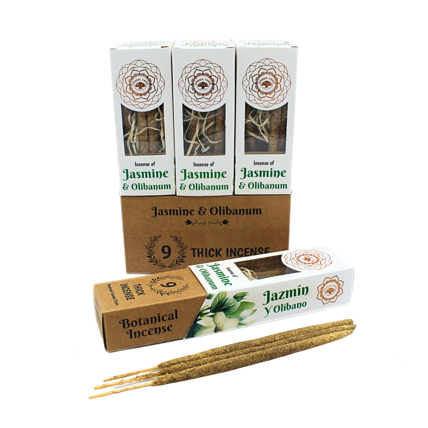 Green Tree - Wholesale Incense - Green Tree Jasmine & Olibanum Botanical Thick Incense Sticks0