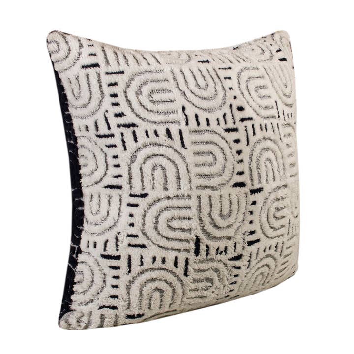 Genesis Geometric Cotton Throw Pillow, 20" x 20", White/Blue for wholesale by LR Home