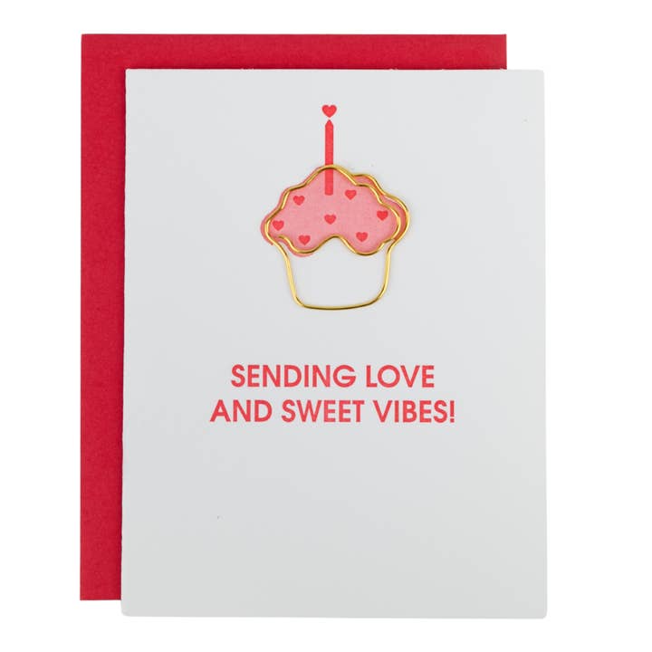 Sending Love + Sweet Vibes - Everyday Cupcake Paperclip Card for wholesale by Chez Gagné
