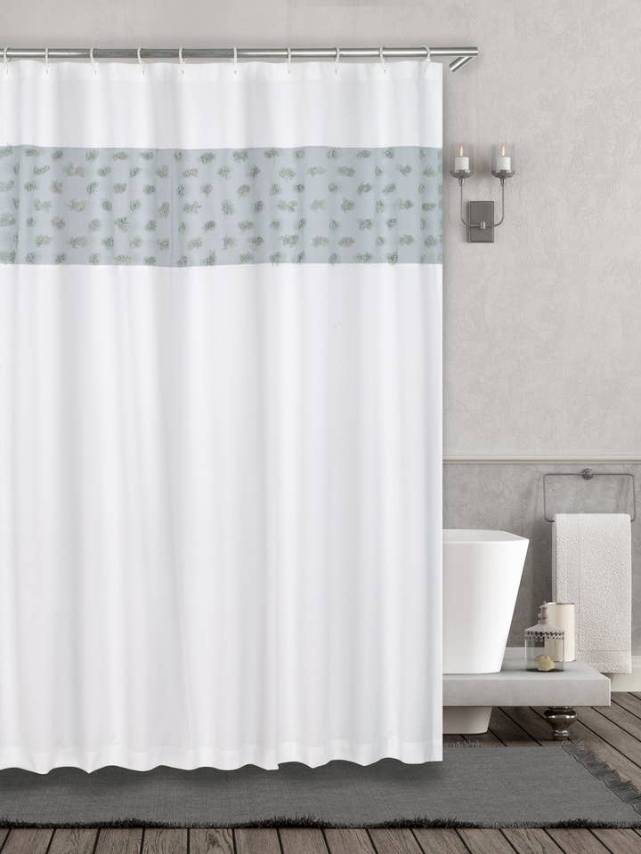 Textured Border Fabric Shower Curtain Liner for wholesale by Duck River