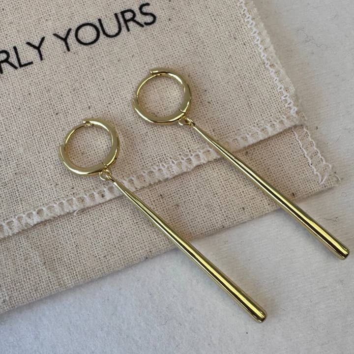 Everly Yours - Wholesale Dangle Earrings - Lila 14K Gold Long Bar Pendant Earring0