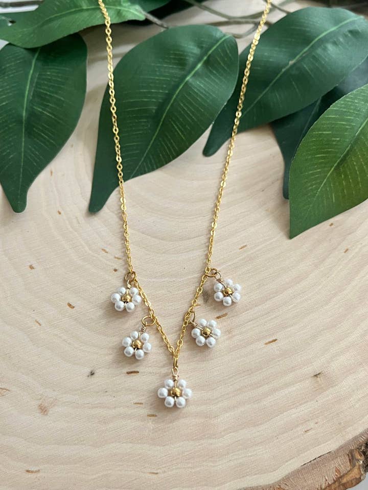 16K Gold Daisy Necklace – Christian Floral Jewelry for wholesale by Saved By Christ Design