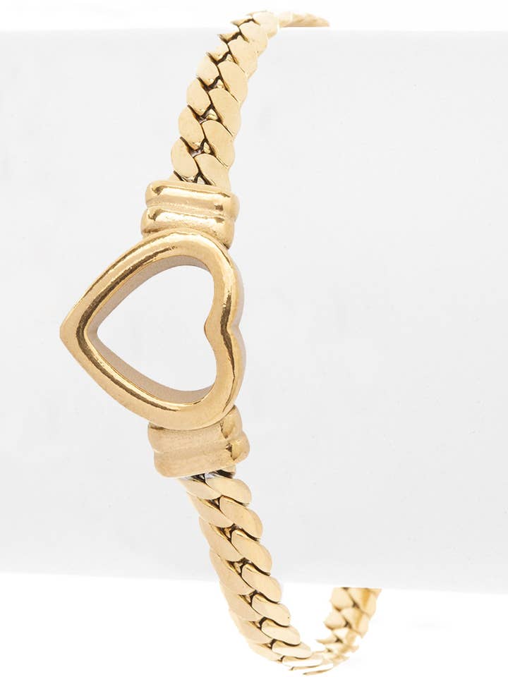 Stainless Steel Open Heart Charm Bracelet for wholesale by Artini Accessories