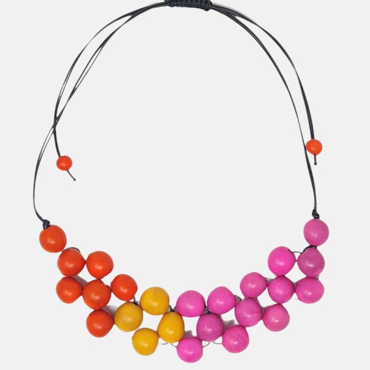 Pretty Pink Eco-Jewellery – Colar com missangas/pérolas por atacado – Colar Tagua Chicle2
