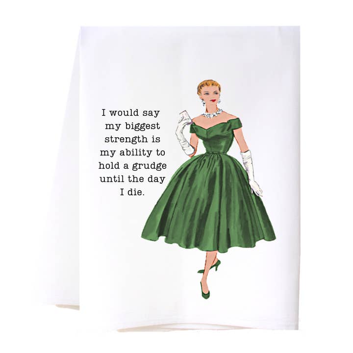 Hold A Grudge Kitchen Towel for wholesale by Cora & Pate