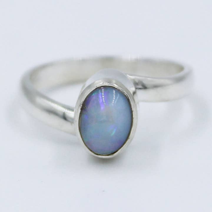 Ethiopian Opal Handmade 925 Silver Ring Size 8 for wholesale by Silvex Jewelry