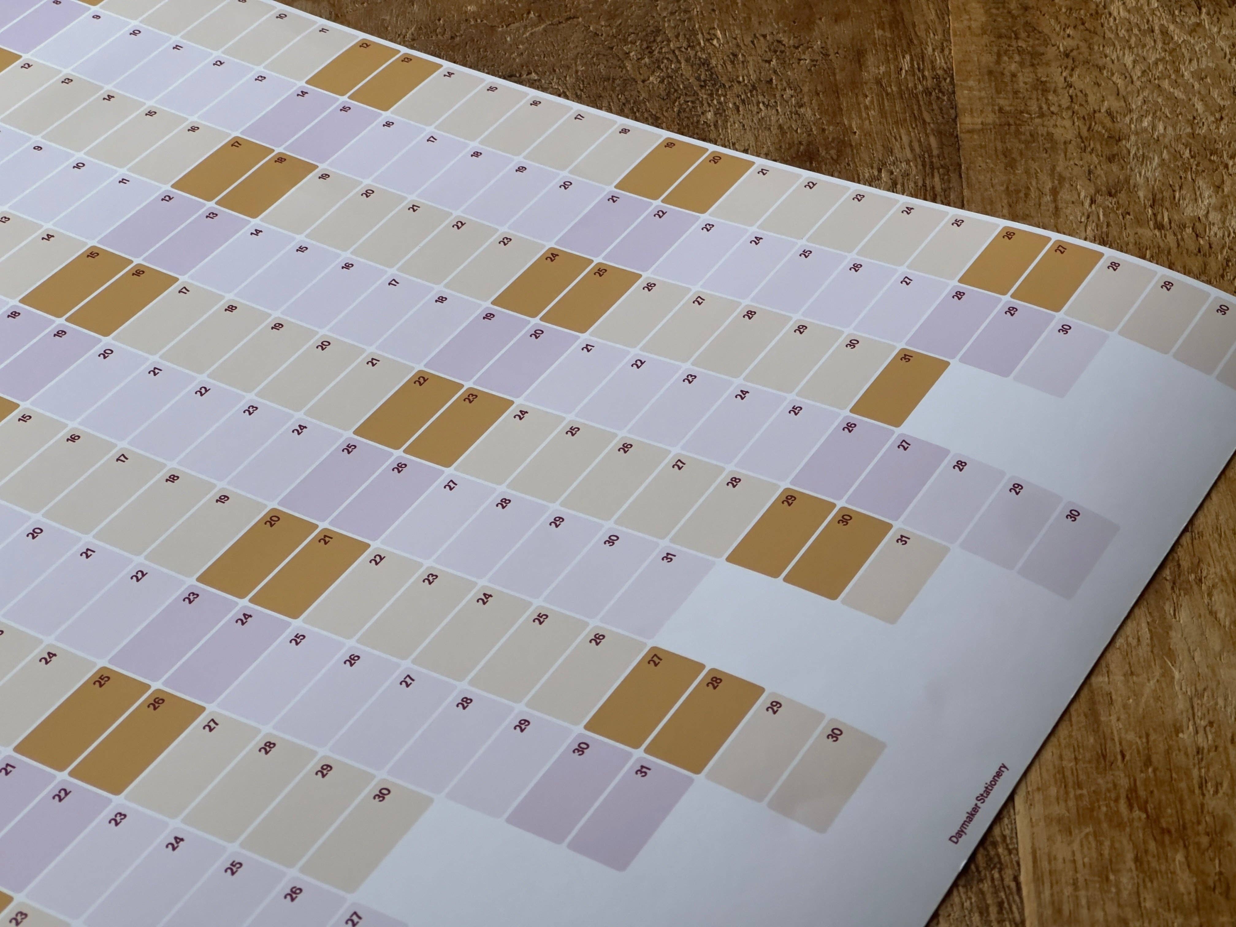 Daymaker Stationery - Wholesale Planner - 2026 Vertical Year Planner 'Lilac & Ochre'2