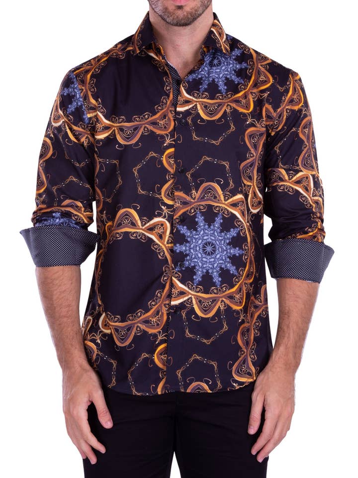 212225 - Camisa de Homem Preta de Manga Comprida com Botões por atacado de Bespoke Moda