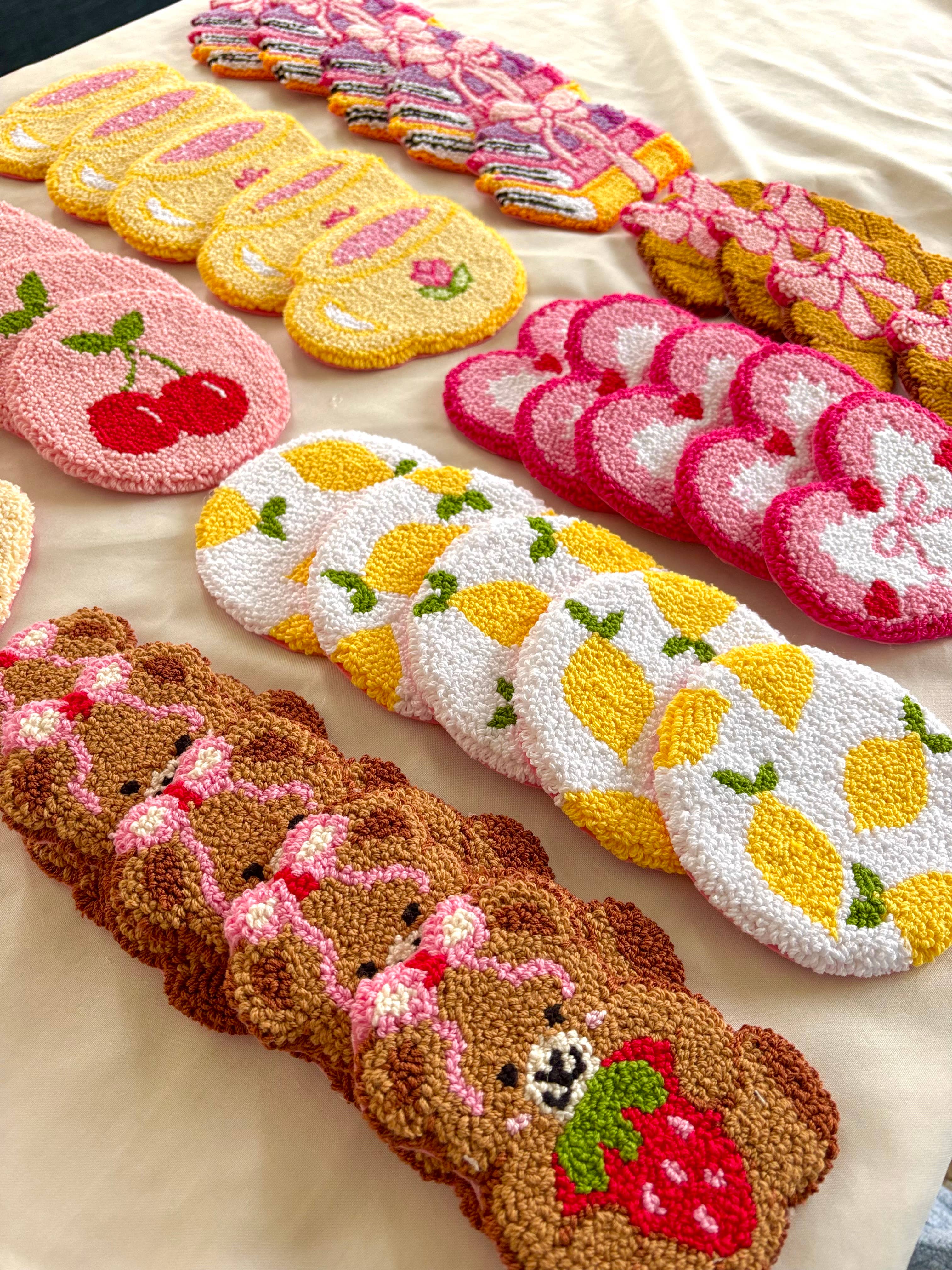 Honey Punches - Wholesale Coasters - Punch needle mug rugs, cottagecore coffee coasters decor1