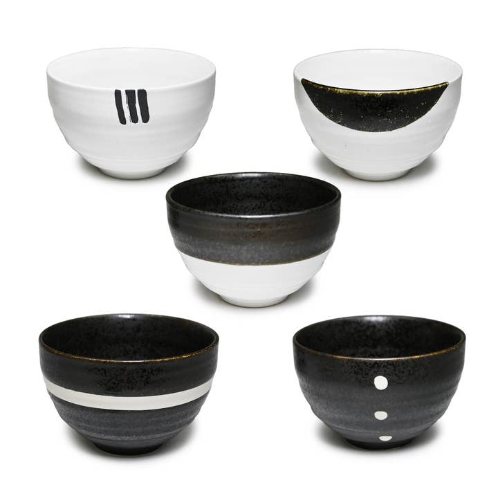 GIFT SET: BOWL SET-MINIMAL BLACK & WHITE JAPAN for wholesale by Fuji Merchandise Corporation