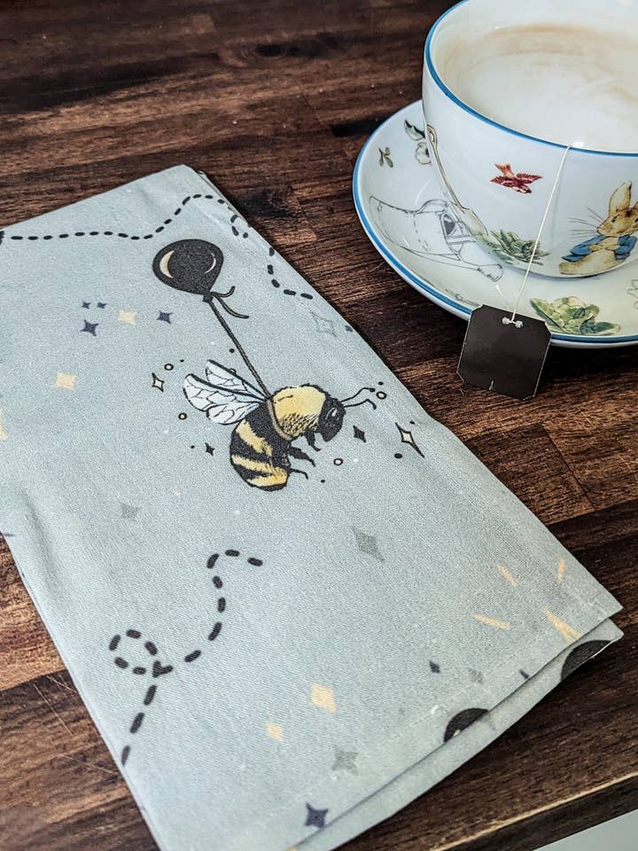 Bee on a Balloon Tea Towel for wholesale by UB Draws