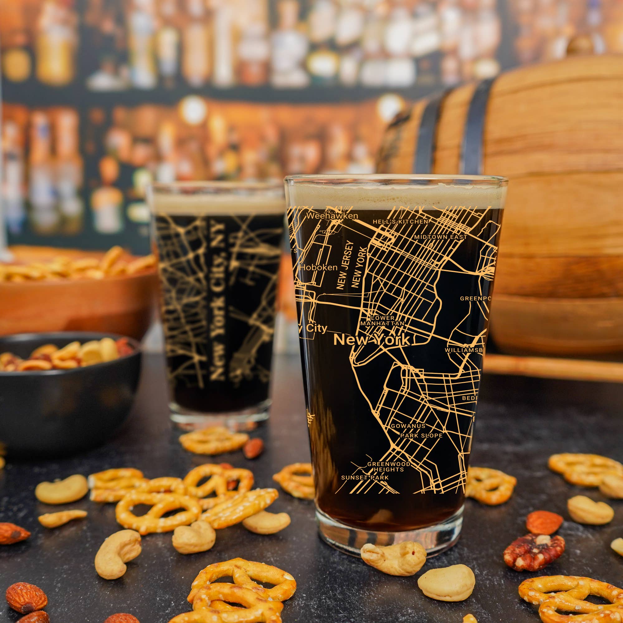 Blue Ridge Mountain Gifts - Wholesale Beer Glass/Mug - New York City NY Map Glass - Select from over 40 Colors