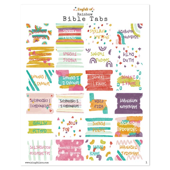 Rainbow Bible Tabs Stickers for wholesale by Kingfolk Co