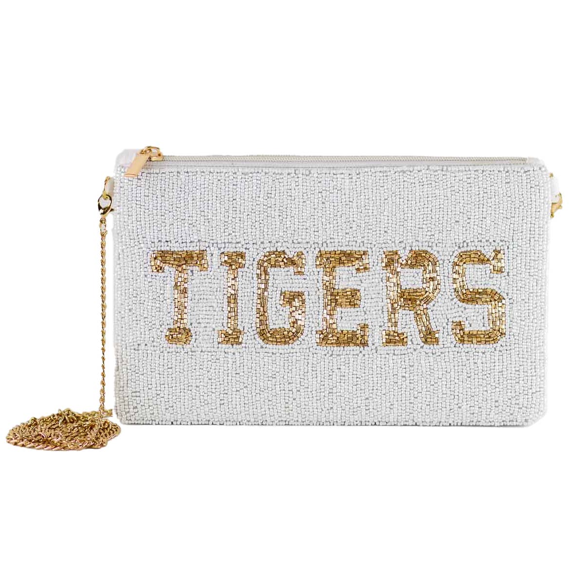 The Royal Standard – Großhandel Umhängetasche - Damen – Umhängetasche Tigers Beaded Weiß/Gold 10x60