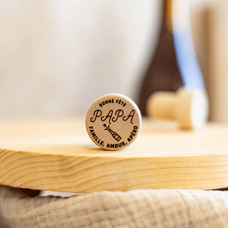 My Bambou - Wholesale Jar - “Happy Father's Day” wine bottle stopper in cork and wood - My Bambou1
