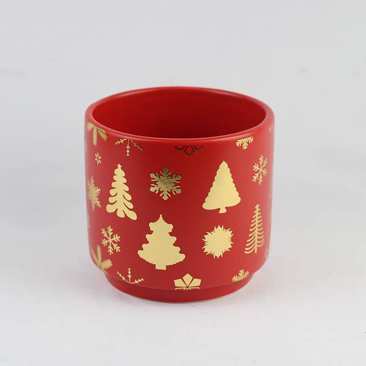 Florinia - Wholesale Plant Pot - Christmas Ceramic Planter – Single Piece (Red or Green) – Festive Holiday Tree Design