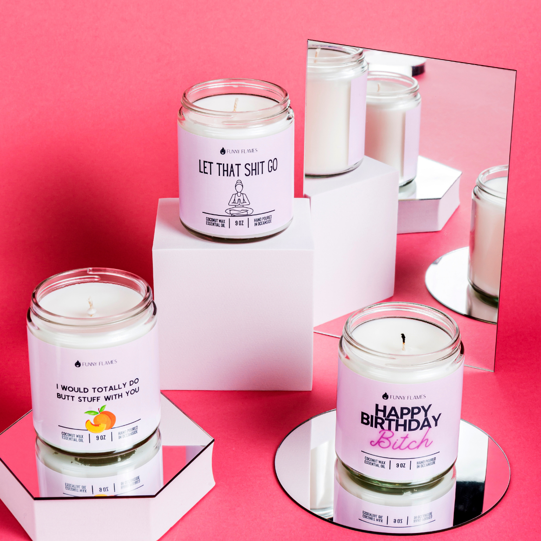Funny Flames Candle Co - Les Creme - Wholesale Jar/Filled Candle - Happy Birthday B*tch -9 oz Candle5