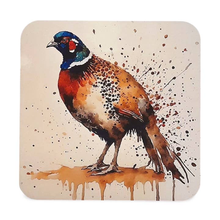 Pheasant Drink Coaster, Water Colour Style Design 4 for wholesale by Rockways Designs