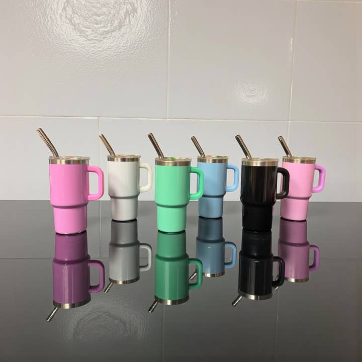 Mini Tumblers with straws 2.5oz- Solid for wholesale by Trend Zone