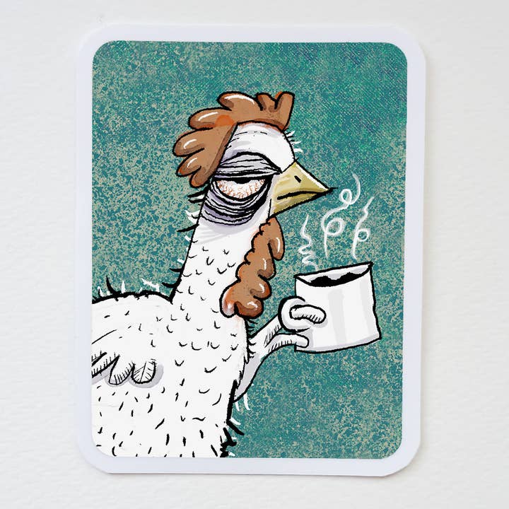 Coffee Chicken Sticker for wholesale by Brian Barber, Illustration