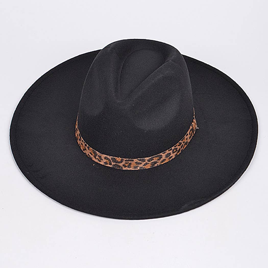 3AM BY H&D ACCESSORIES - Wholesale Fedora - Women's - Monotone Fedora With Leopard Detail.1