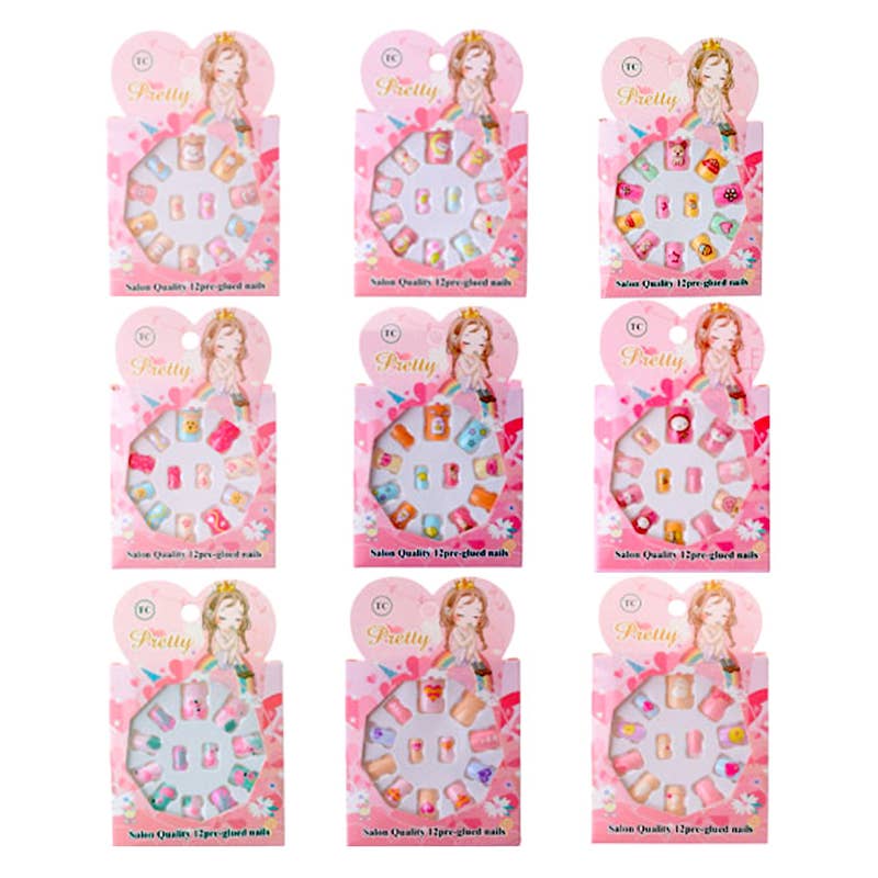 Deluxe Import Trading - Wholesale Press-On/Fake Nails - 144 pc (12 dz Assortment) Kids Press On Nails0