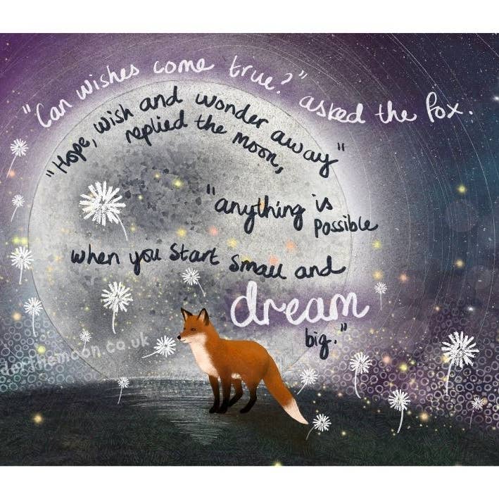 Fox Under The Moon – wholesale Art print – A4 Art Print ~ Wishes2