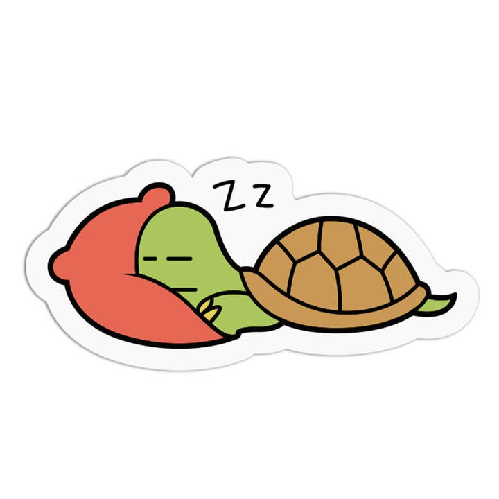 Comfy Pillow Nap Cute Turtle Textured Stickers for wholesale by the stkr store