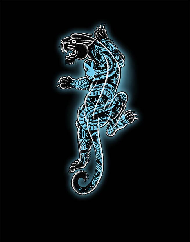 Noir Panthère Tatouée - T-shirt Graphique pour Homme en vente sur Faire5