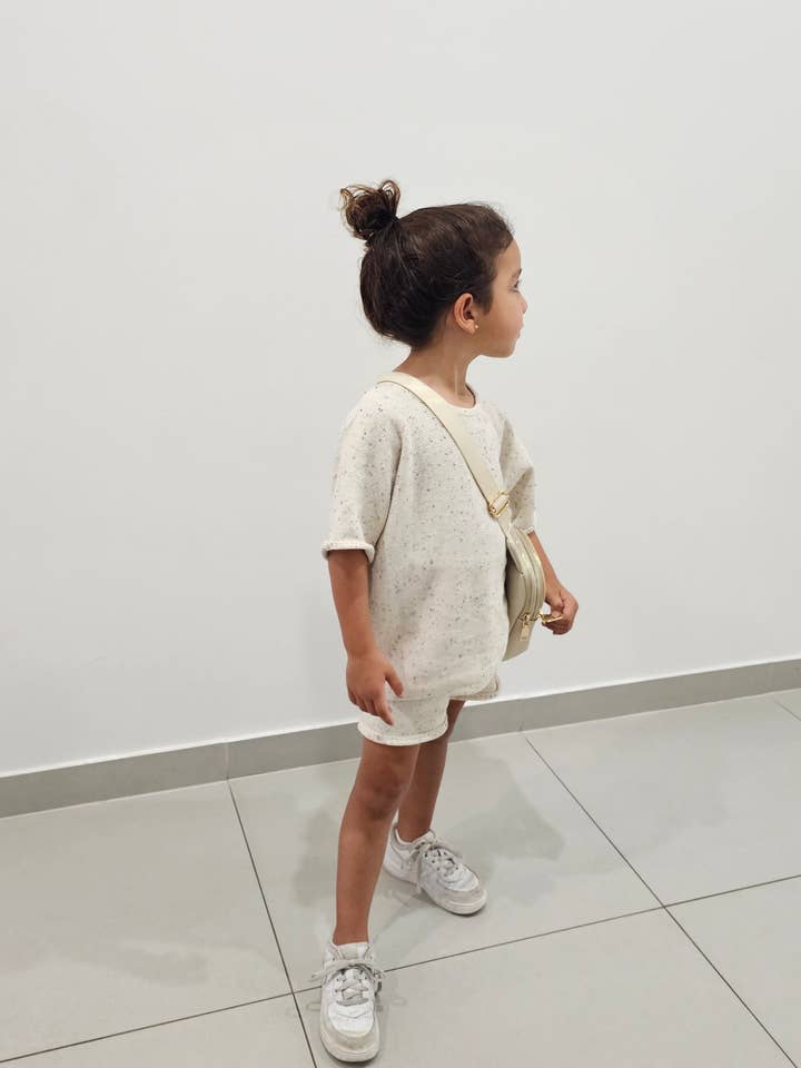 Next Generation clothing - Wholesale Top & Short Set - Kids - Milk bike shorts and oversized Tee set1