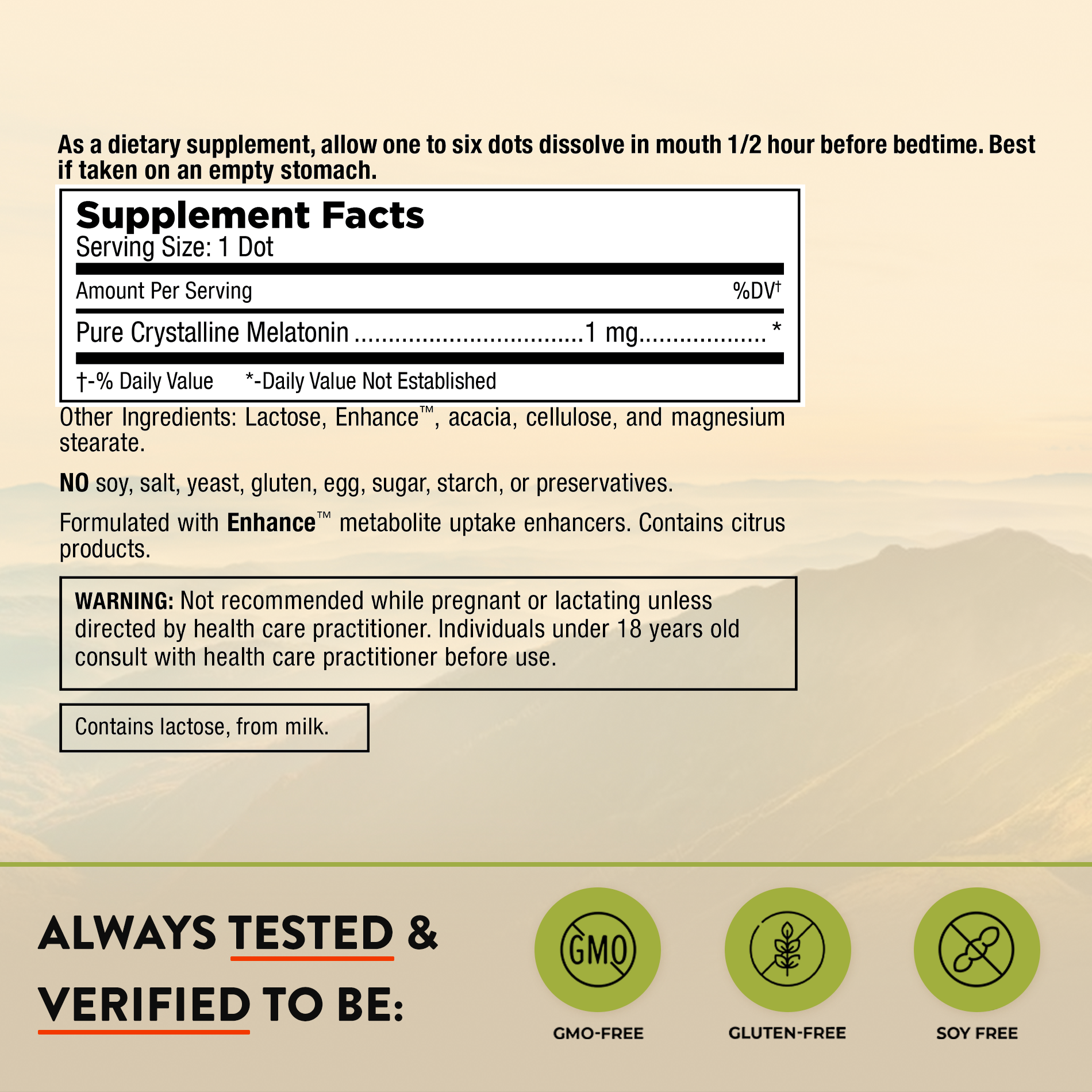 Mt. Angel Vitamins - Wholesale Oral Supplement/Vitamin - Mt. Angel Vitamins' Melatonin Wake/Sleep Dots - 60 Dots1