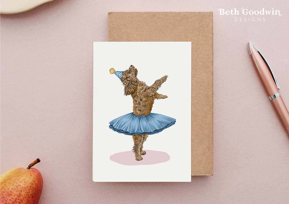 Beth Goodwin Designs - Wholesale Birthday Card - Dancing Cockapoo Birthday Card, Ballerina Dog Greetings Card3