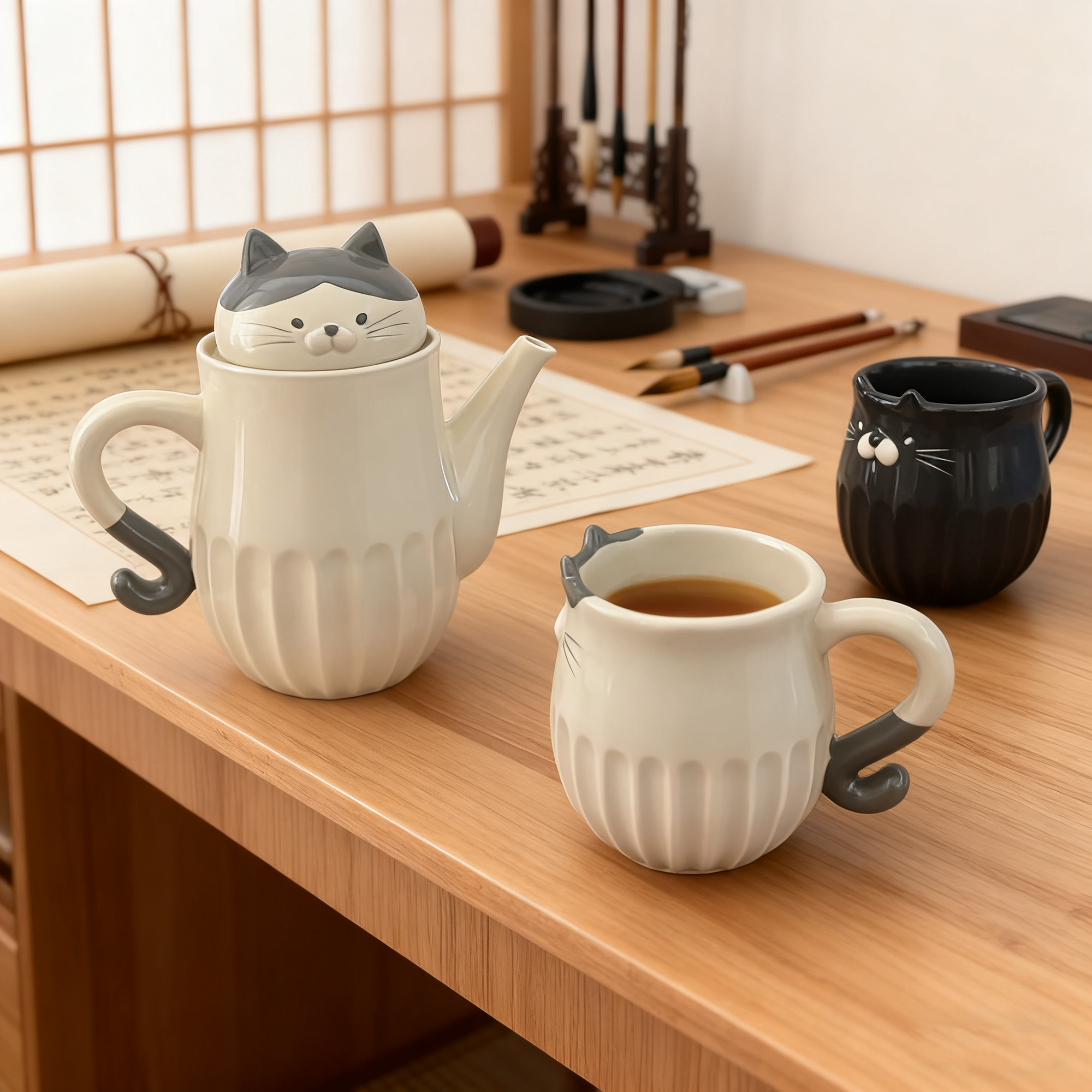 MinoCraft - Wholesale Tea Pot - Cat ceramic teapot and mug DECOLE6