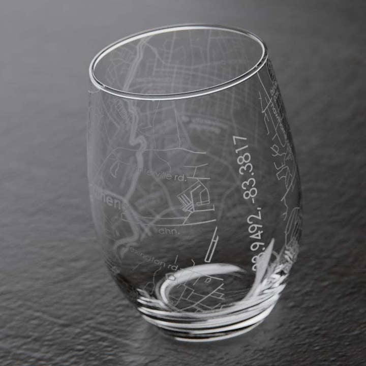 Well Told - Wholesale Wine Glass - Athens GA - Univ Of Georgia College Town Map Stemless Wine