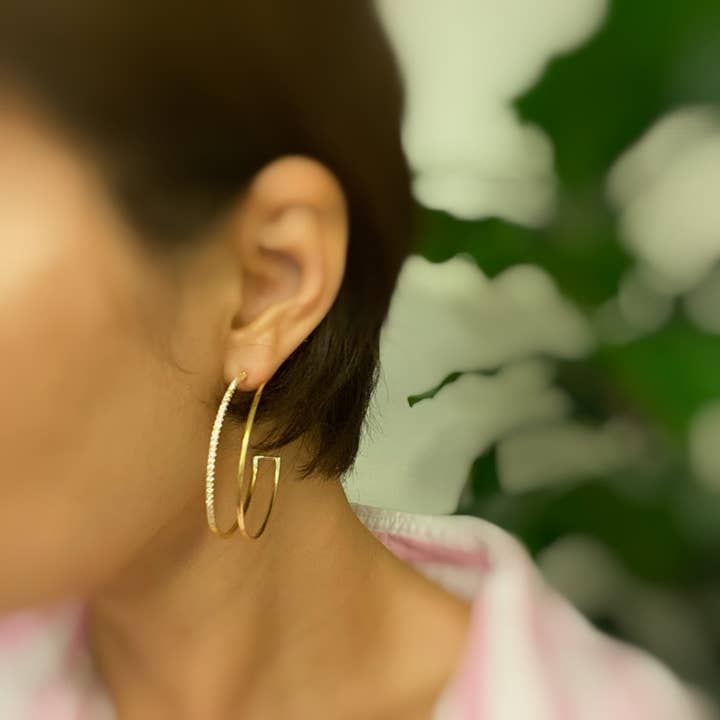 Ellison+Young - Wholesale Hoop Earrings - Doubled Open Top Hoop Earrings
