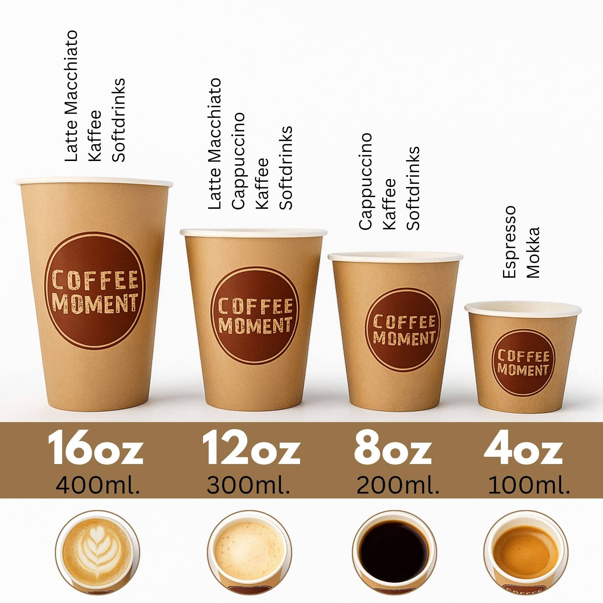 Biomatea - Wholesale Disposable Cup - Coffee Moment Coffee Cup, Coffee to Go Paper Cup – 4 Sizes, for Hot & Cold Beverages12