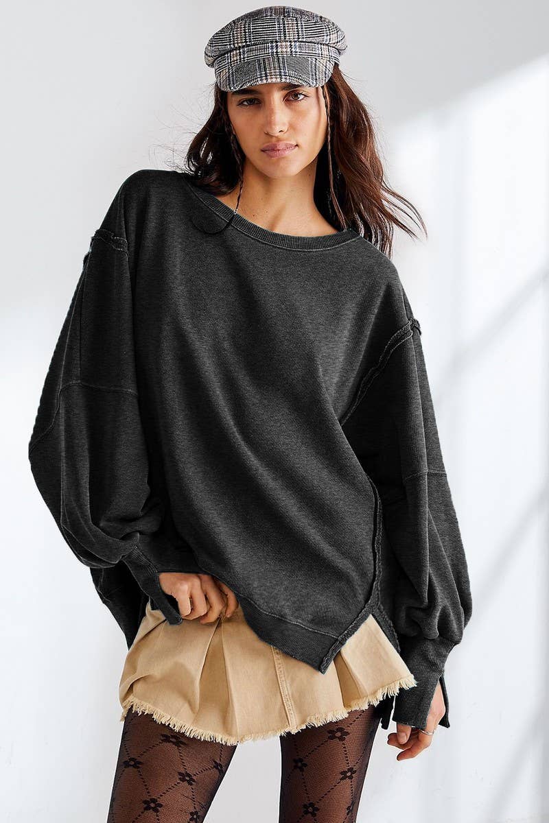 Lily Clothing - Vente Sweat à capuche – femme - SWEAT À CAPUCHE DE SPORT À MANCHES LONGUES ET COL ROND POUR LE SPORT_CWOHOL051211