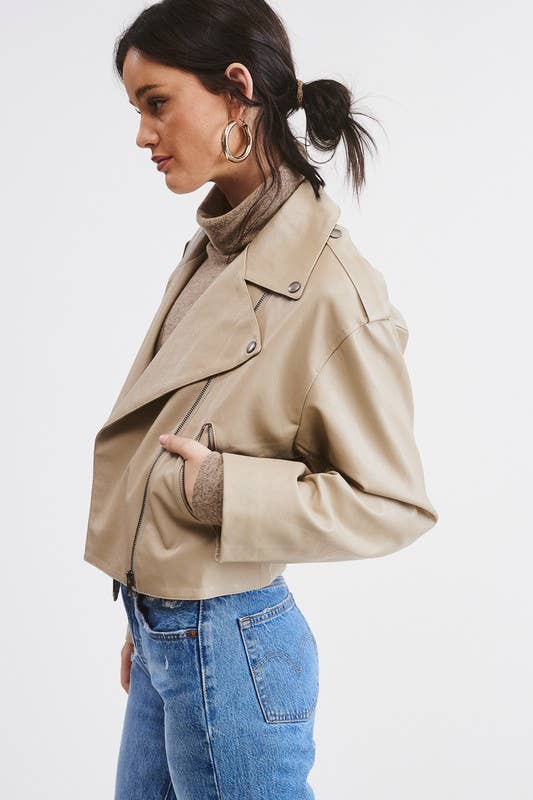 Mimosa - Wholesale Leather Jacket - Women's - Faux Soft Leather Biker Jacket with Front Zipper0