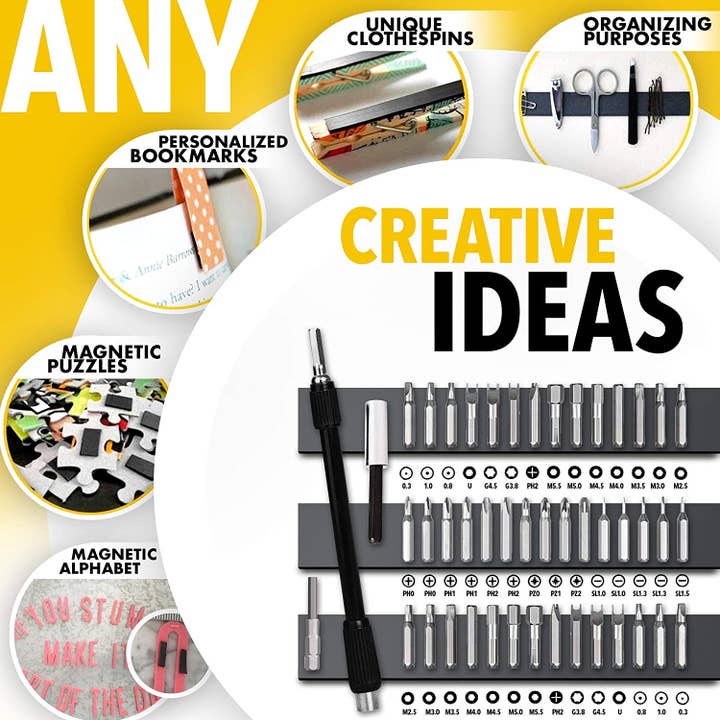 X-bet MAGNET - Wholesale Magnet - Adhesive Magnet Strips - Flat Thin Magnetic Tape for Crafts - Tool and Knife Magnetic Strip - 11 PCs UK2