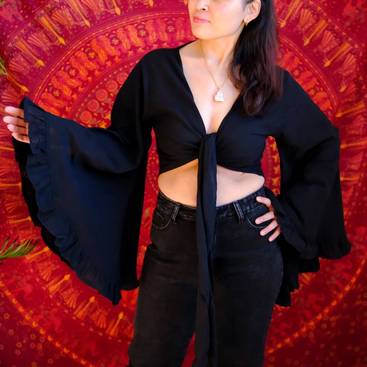 Karma Nepal Crafts - Wholesale Blouse - Women's - Cotton Flare Sleeve Top with Ruffle4