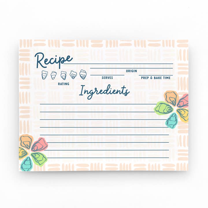 Oyster Shell Recipe Cards | Recipe Card Set of 12 for wholesale by 25 Sweetpeas