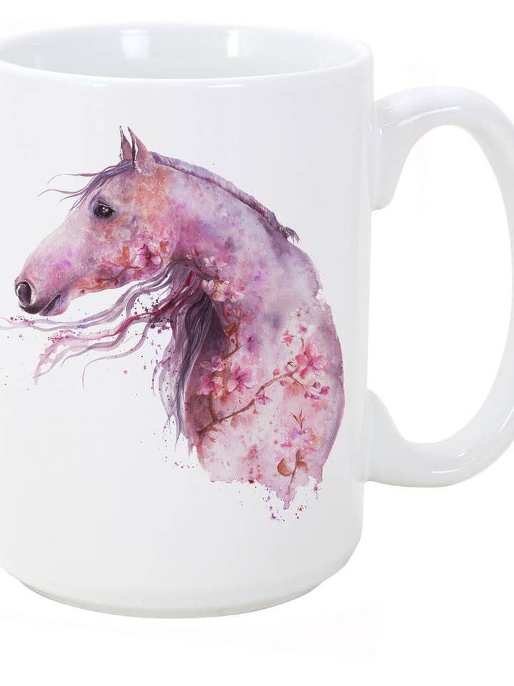 Mug d'art 15oz - Majesté - Cheval rose pour la vente par Oladesign