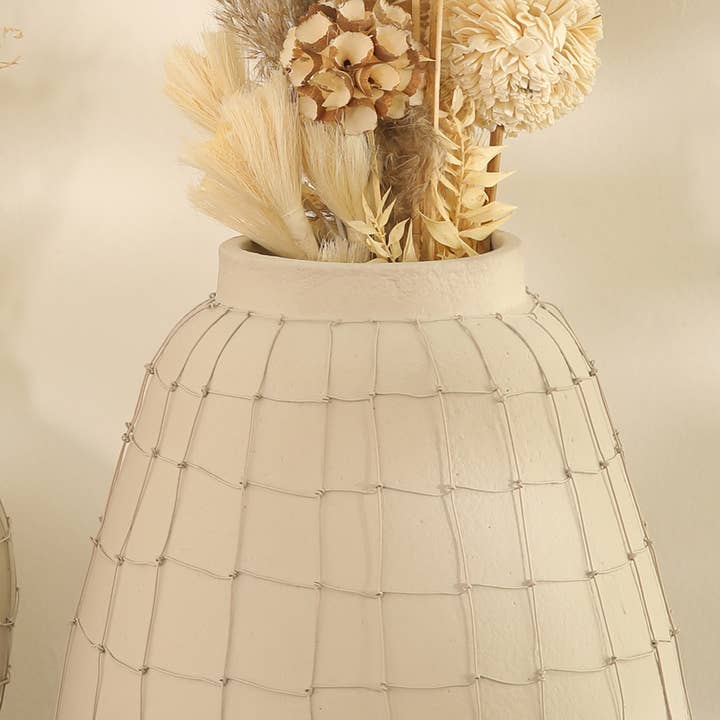ExpoBazaar - Wholesale Vase - Vase | 15.5" Long Handmade Terracotta Vase with Wireframe2