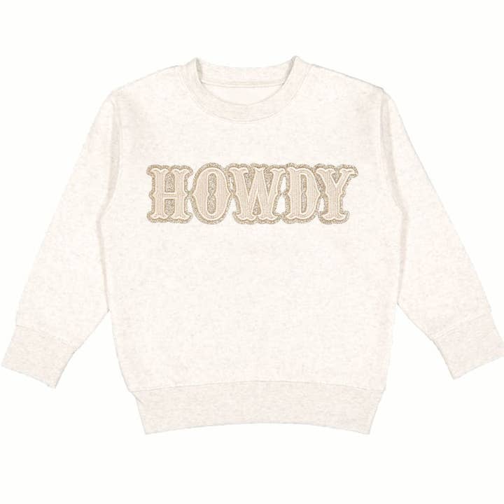 Howdy Patch Sweatshirt - Natural - Western Apparel - Fall for wholesale by Sweet Wink