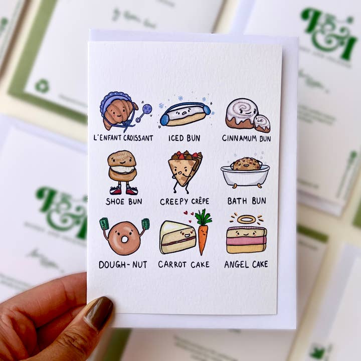 Honey and Incense – wholesale Everyday greeting card – Types of Cake - Puns Card | Cafe De Pun